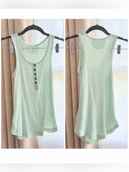 Mudd Tops - Mudd Light Mint Ribbed Henley Tank - Women